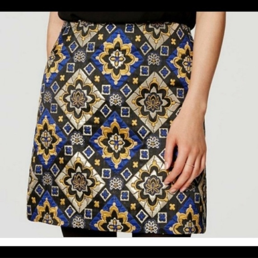 Loft Shimmer Metallic Brocade Mini Skirt Sz 12 NWT